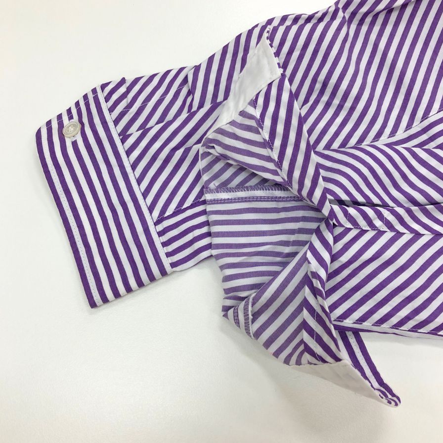 美品◆ウィークエンド マックスマーラ シャツ ストライプ コットン 長袖 ドレスシャツ パープル レディース サイズ38 WEEKEND MaxMara 【AFB34】