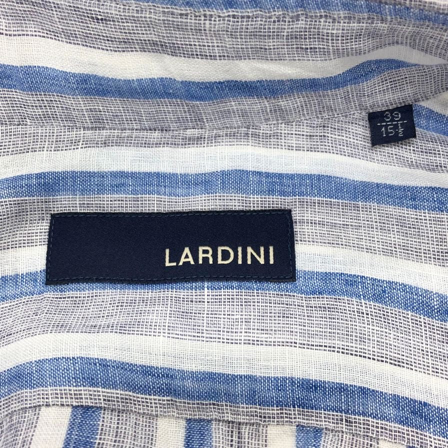 美品◆ラルディーニ 長袖シャツ ストライプ リネン サイズ39 メンズ LARDINI 【AFB17】