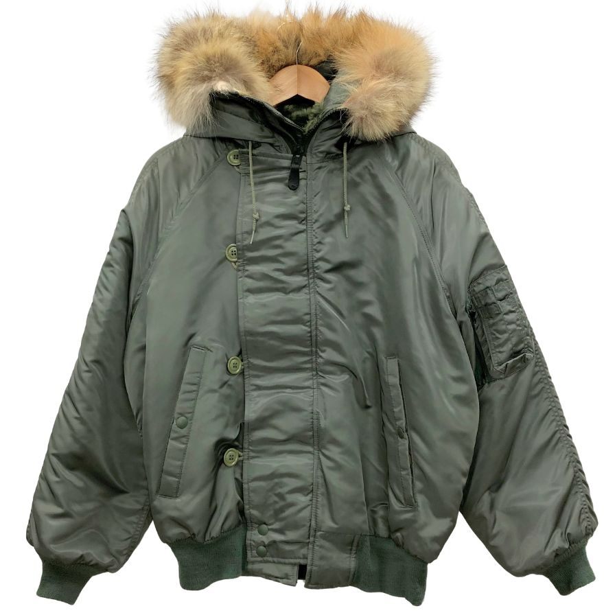 美品◆スピワック フライトジャケット N-2B ボア フード メンズ サイズ40 カーキ SPIEWAK 【AFB52】