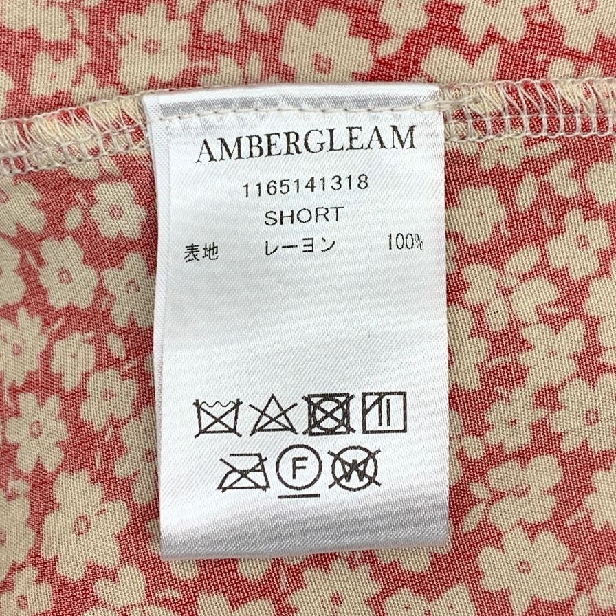 極美品◆アンバーグリーム ワンピース 総柄 花柄 レッド系 レディース ショート AMBERGLEAM 【AFB37】