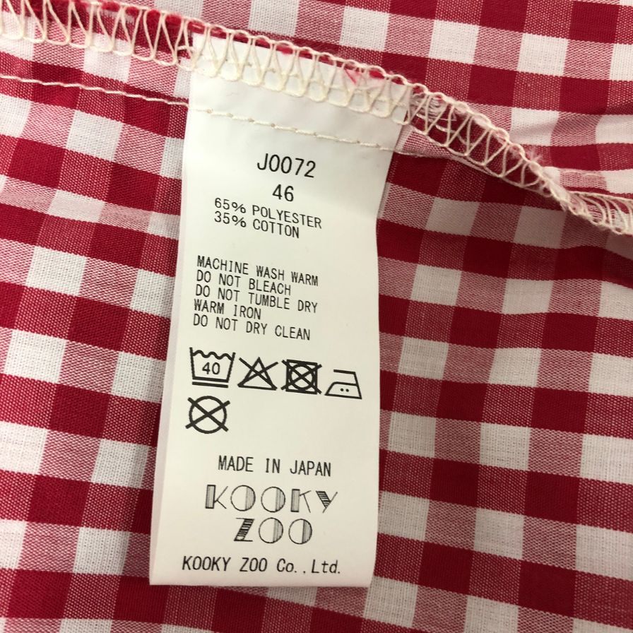 極美品◆クーキーズー 長袖シャツ ジュベナイル ウエスタン ギンガムチェック 赤 サイズ46 KOOKY ZOO 【AFB32】