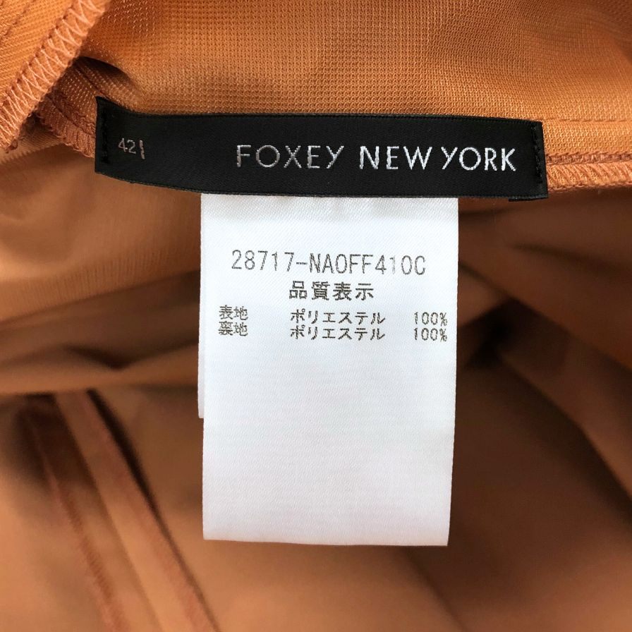 美品◆フォクシー ニューヨーク ワンピース 28717 ノースリーブ ストレッチ オレンジ レディース サイズ42 FOXEY NEW YORK 【AFB41】