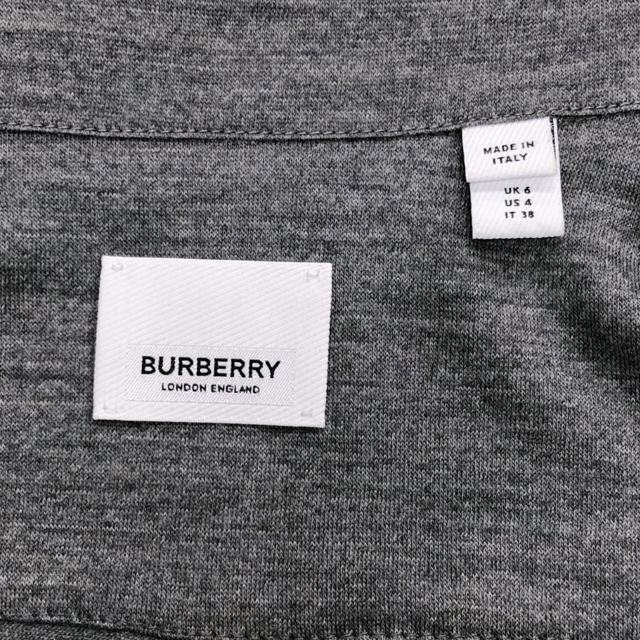 極美品◆バーバリー 現行タグ ニットシャツ グレー レディース サイズ38 BURBERRY 【AFB39】