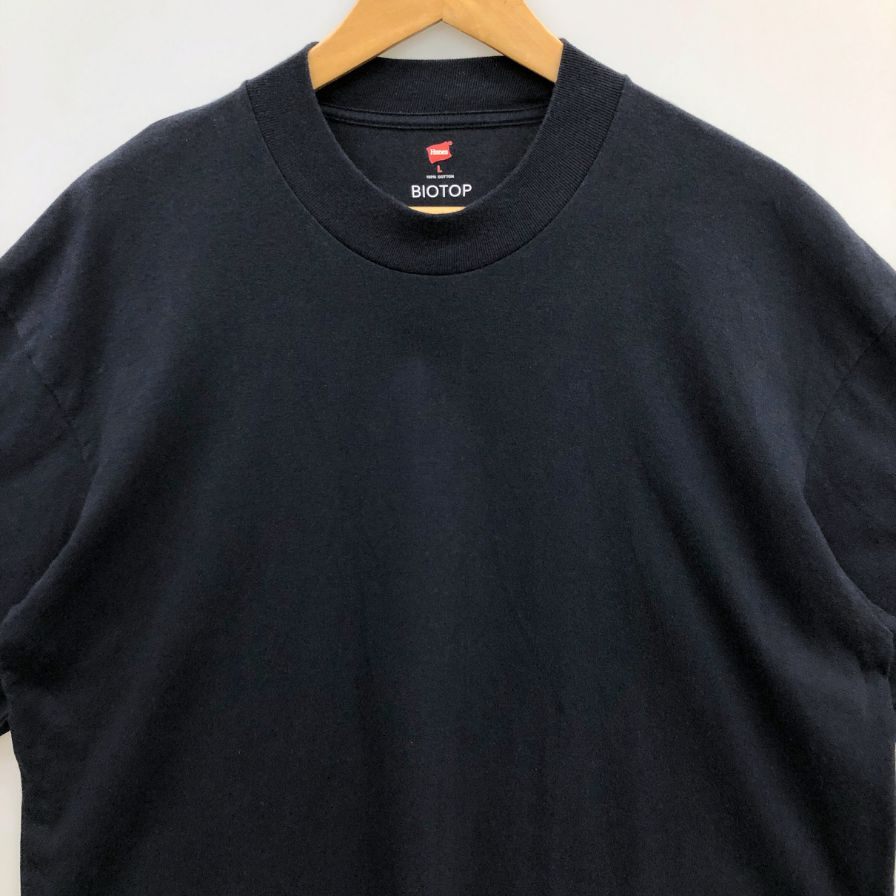 美品◆ビオトープ ヘインズ Tシャツ パックT モックネック ブラック グリーン サイズL 2枚セット メンズ HANES FOR BIOTOP 【AFB14】