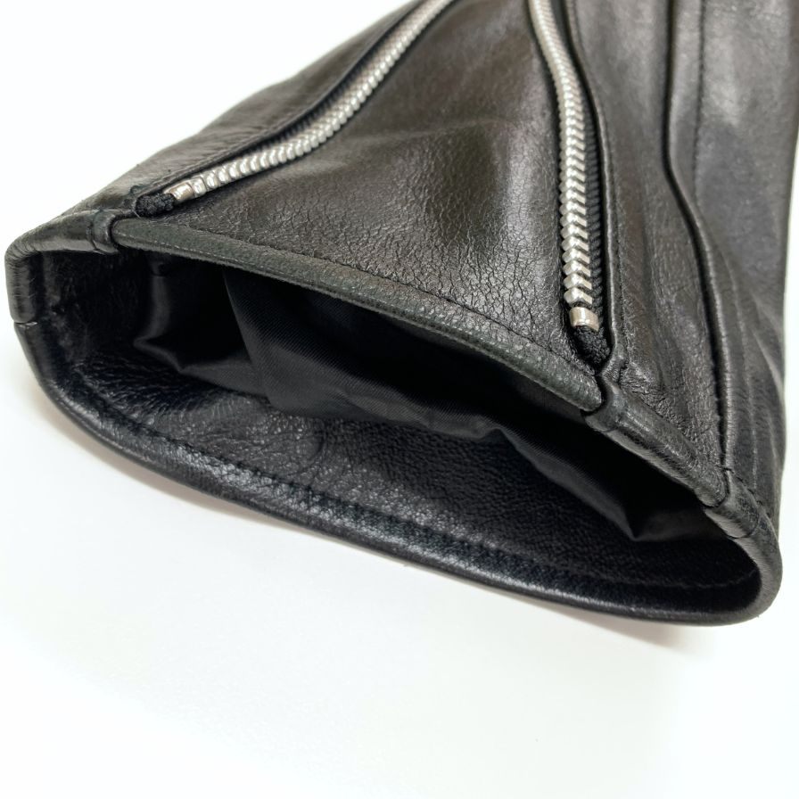 極美品◆ショット ライダースジャケット 3101048 ダブルブレスト シープスキン メンズ ブラック サイズM Schott 【AFG1】
