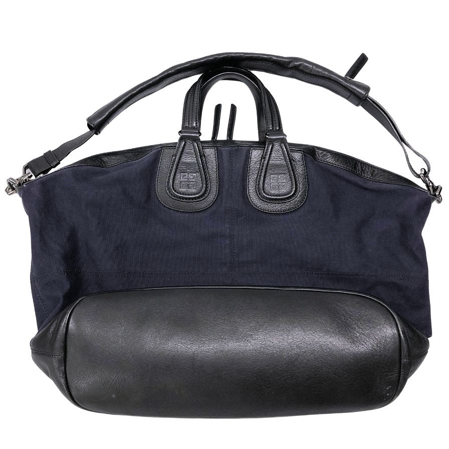 ジバンシー 2WAY ハンドバッグ ナイチンゲール キャンバス レザー コットン ネイビー ブラック GIVENCHY【AFE12】