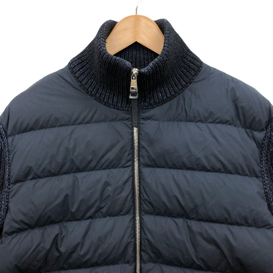 中古◆モンクレール ダウンジャケット cardigan tricot 2023 ニット切替 メンズ ブルー サイズM MONCLER 【AFB5】