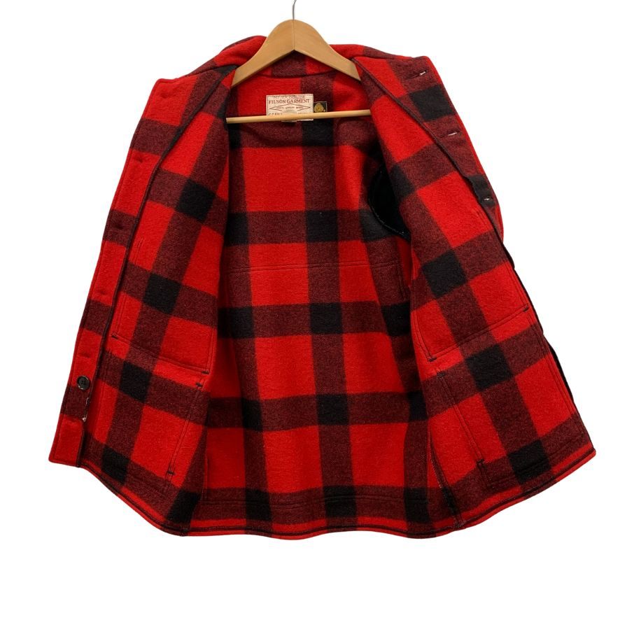 美品◆フィルソン ダブルマッキーノクルーザージャケット ウール チェック柄 レッド×ブラック メンズ サイズ38 ILSON 【AFA20】