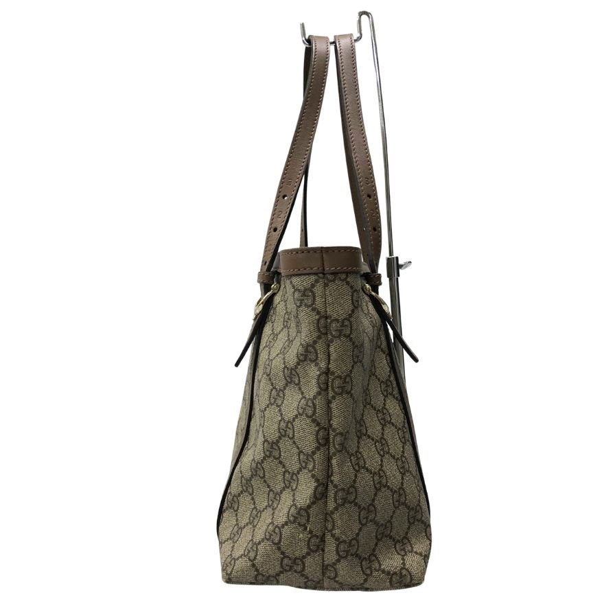 グッチ GGスプリーム PVC×レザー トートバッグ レディース ベージュ 336776 GUCCI【AFE12】
