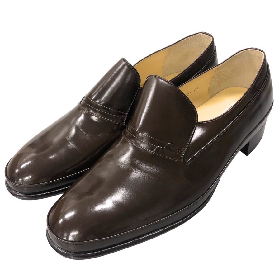 ピエールバルマン ローファー レザー ウッドソール メンズ サイズ7ハーフ ブラウン PIERRE BALMAIN 約25.5cm【AFD9】