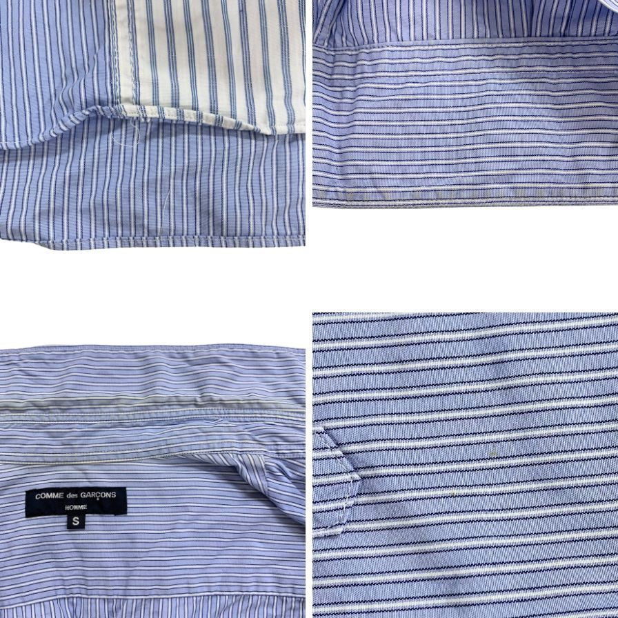 中古◆コムデギャルソン オム 長袖シャツ ストライプ切替 メンズ サイズS HQ-B003 comme des garcons homme 【AFB49】