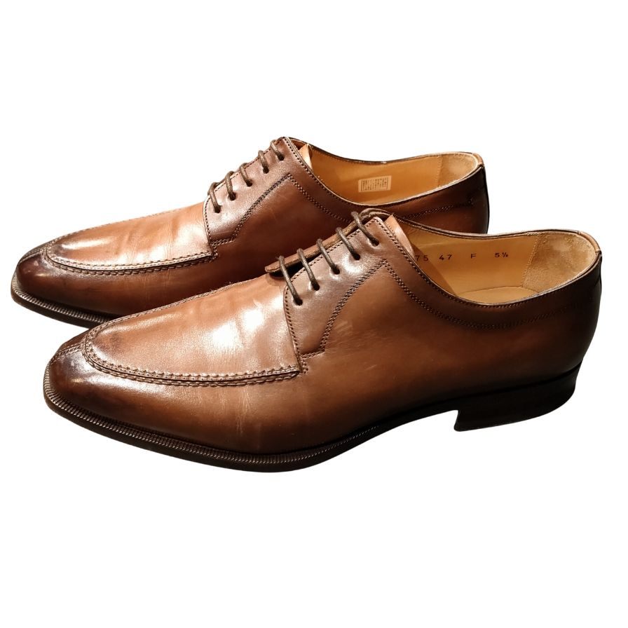 サントーニ レザーシューズ Uチップ ブラウン メンズ サイズUK5.5 Santoni ビジネスシューズ 約24.0cm【LA】【中古】