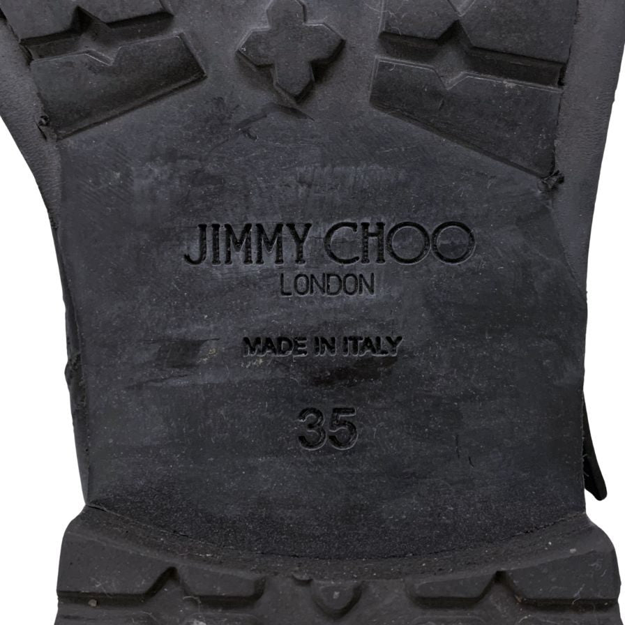 ジミーチュウ バイカーブーツ クリスタル カーフ サイズ35 レディース ブラック JIMMY CHOO 約22.5cm【AFC6】