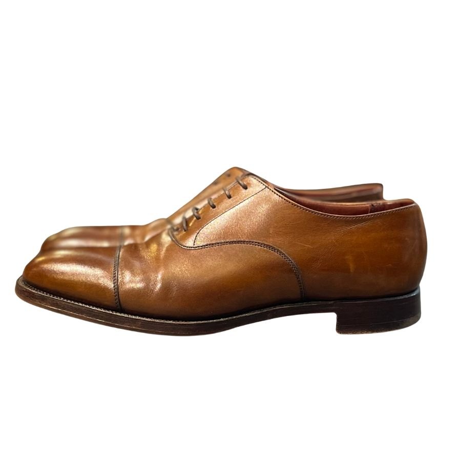 クロケット&ジョーンズ レザーシューズ ケント ストレートチップ カーフ サイズ6.5E ブラウン CROCKETT&JONES ビジネスシューズ 約25.5cm【LA】【中古】
