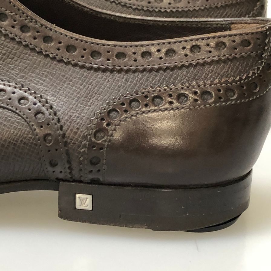 ルイヴィトン グレインレザー ウイングチップ レースアップシューズ ST1019 メンズ サイズ6.5M ブラウン Louis Vuitton 約25.5cm【PTM2】