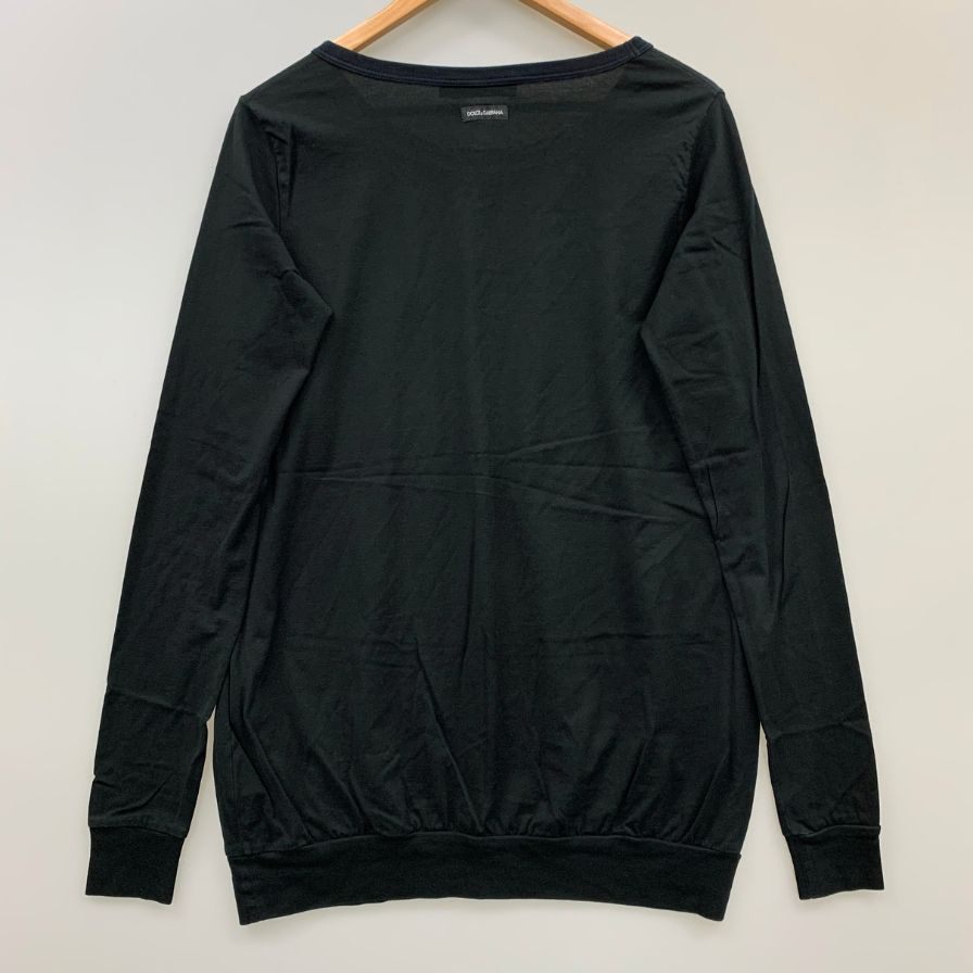 美品◆ドルチェ&ガッバーナ ロンT 長袖Tシャツ カットソー ブラック サイズ40 メンズ DOLCE&GABBANA 【AFB33】