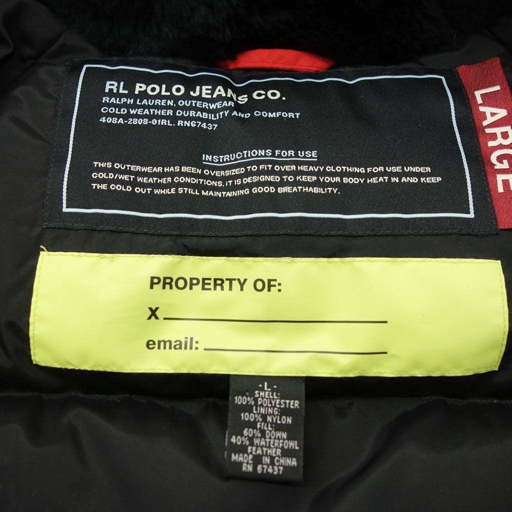 美品◆ポロ ジーンズ ダウンジャケット N-3B 赤系 レディース サイズL POLO JEANS 【AFA22】