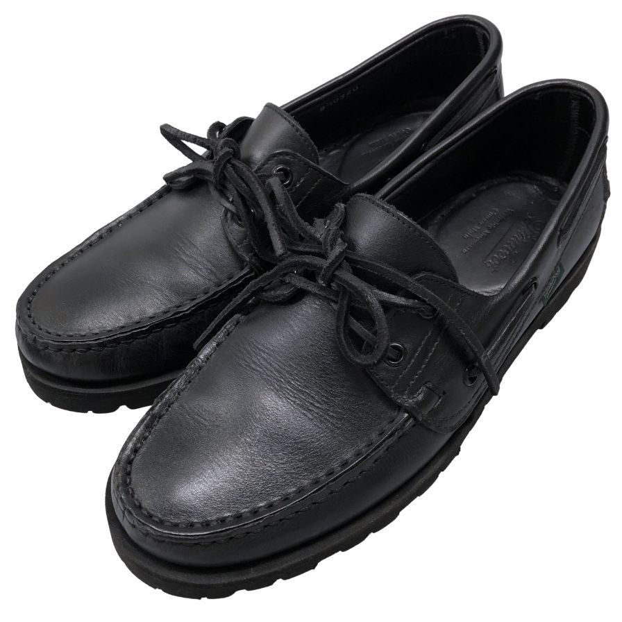 パラブーツ デッキシューズ マロ レザー モカシン 0320 ブラック メンズ サイズ8.5 PARABOOT MALO ビジネスシューズ 約27.5cm【LA】【中古】