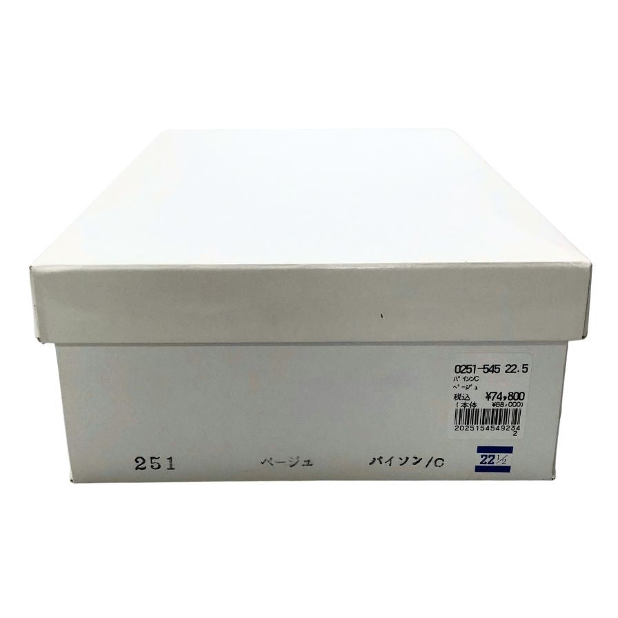 新宿屋 レザースニーカー レザー×パイソン 0251-545 22.5cm レディース ベージュ shinjukuya 約22.5cm【7-19】