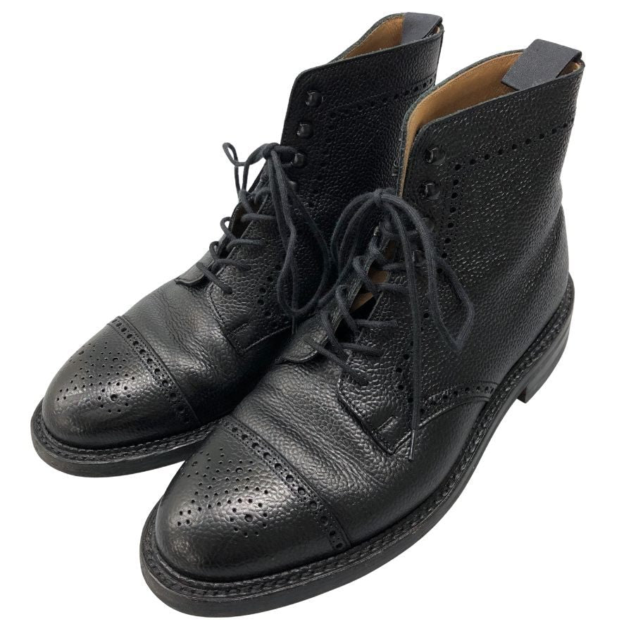 クロケット&ジョーンズ カントリーブーツ ダンディー 335ラスト グレインレザー メダリオン ブラック メンズ サイズ7E CROCKETT&JONES DUNDEE ブーツ 約26.0cm【LA】【中古】