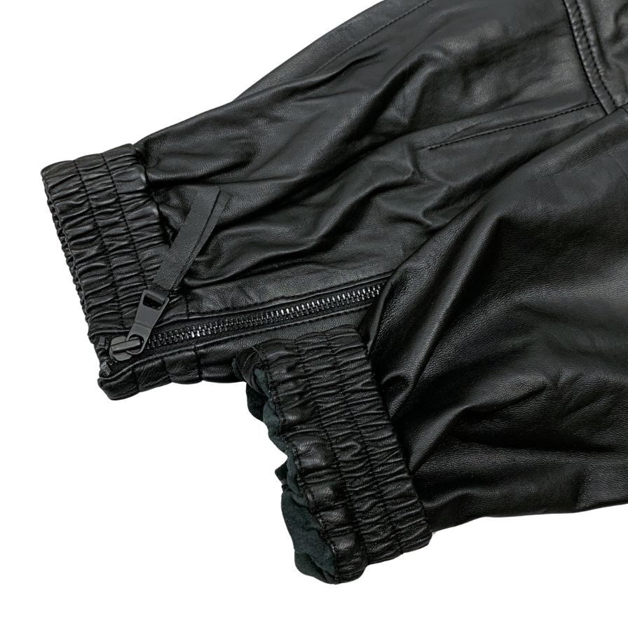 ムンテ レザー パンツ 裾ジップ レディース ラムレザー サイズ36 ブラック MUNTHE 【AFB10】