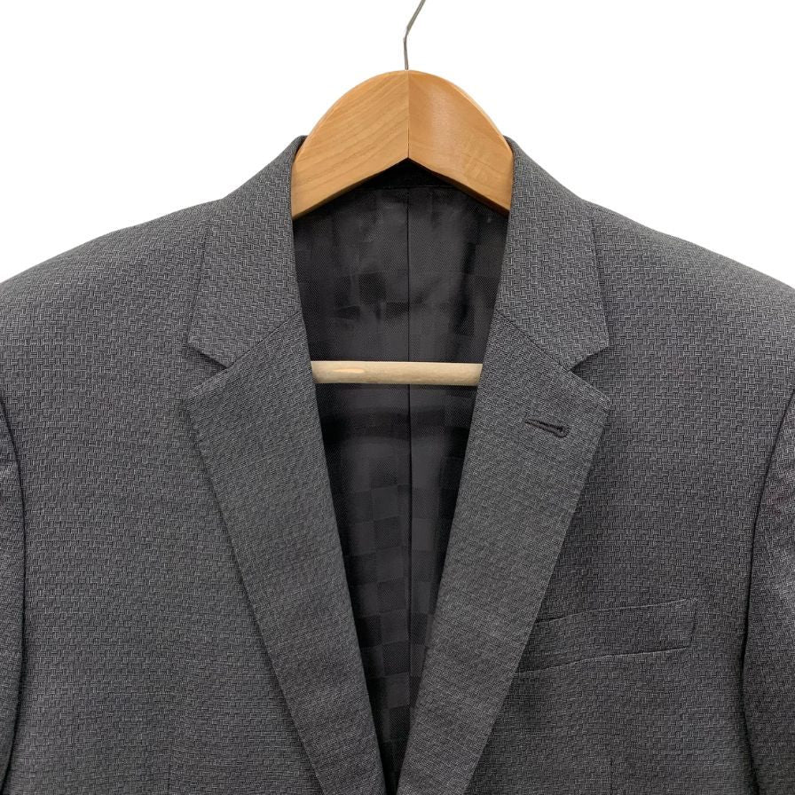 ルイヴィトン スーツ セットアップ 2Bシングル 本開き センターベント 裏地ダミエ ウール グレー メンズ サイズ52 VF0863 LOUIS VUITTON【AFA22】