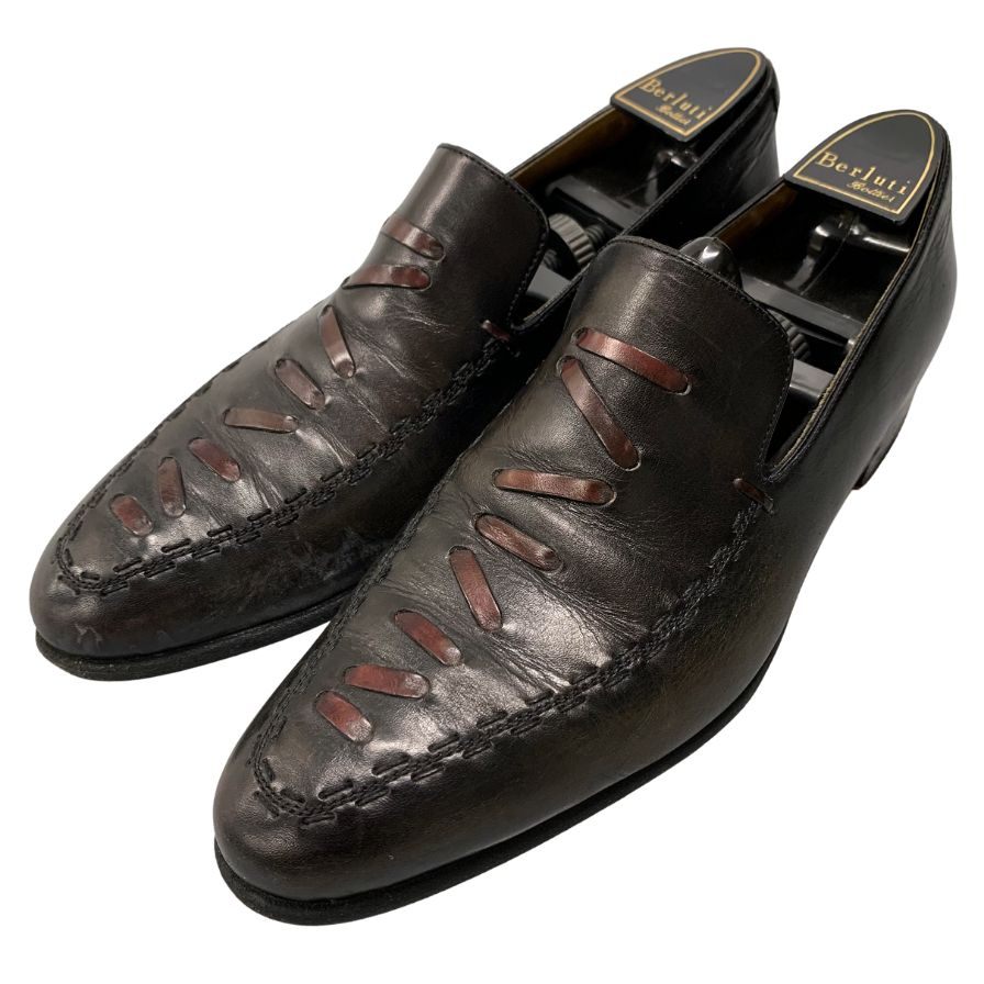 ベルルッティ ローファー B1035 オルガ期 デザイン パティーヌ ブラウン サイズ7 Berluti 約25.5cm【AFC6】