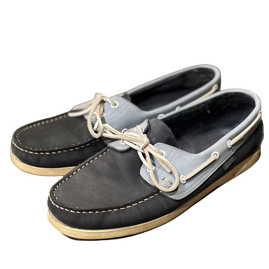 パラブーツ レザーデッキシューズ バース ヌバック ネイビーブルーコンビ メンズ UK8.5 PARABOOT BARTH ビジネスシューズ 約27.5cm【LA】【中古】