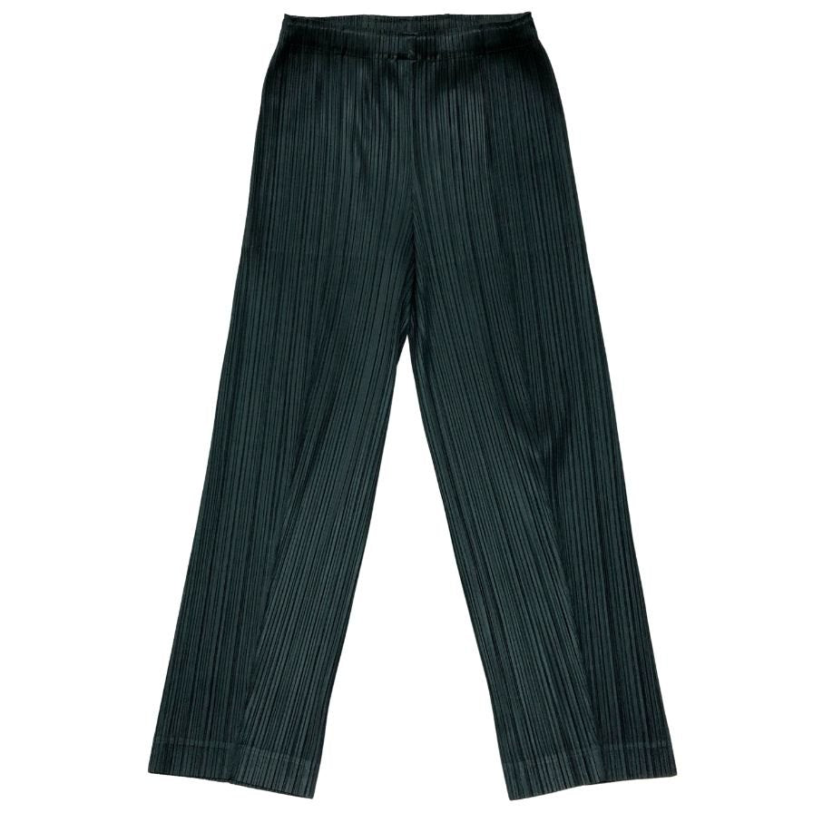 プリーツプリーズ イッセイミヤケ パンツ THICKER BOTTOMS ポリエステル サイズ4 レディース グリーン PLEATS PLEASE ISSEY MIYAKE 【AFB38】