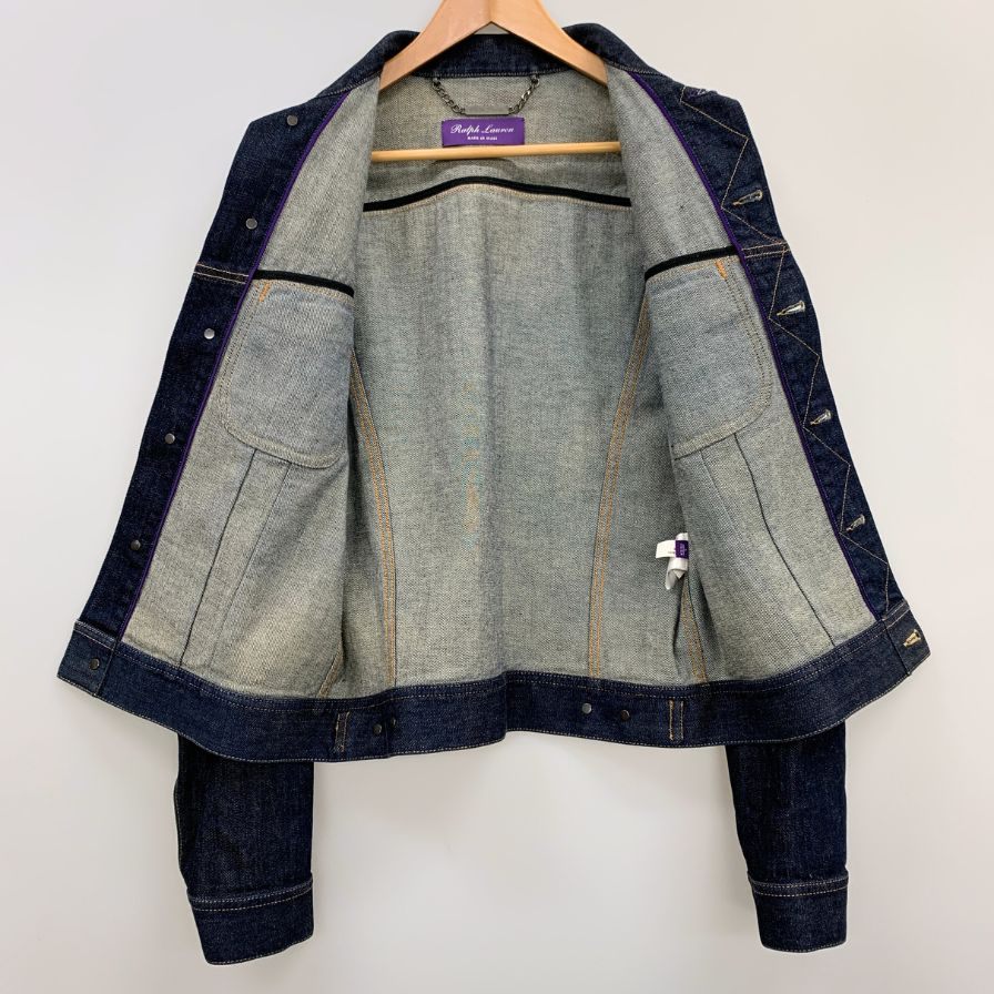 極美品◆ラルフローレン パープルレーベル デニムジャケット メンズ インディゴ サイズS RALPH LAUREN PURPLE LABEL 【AFB16】
