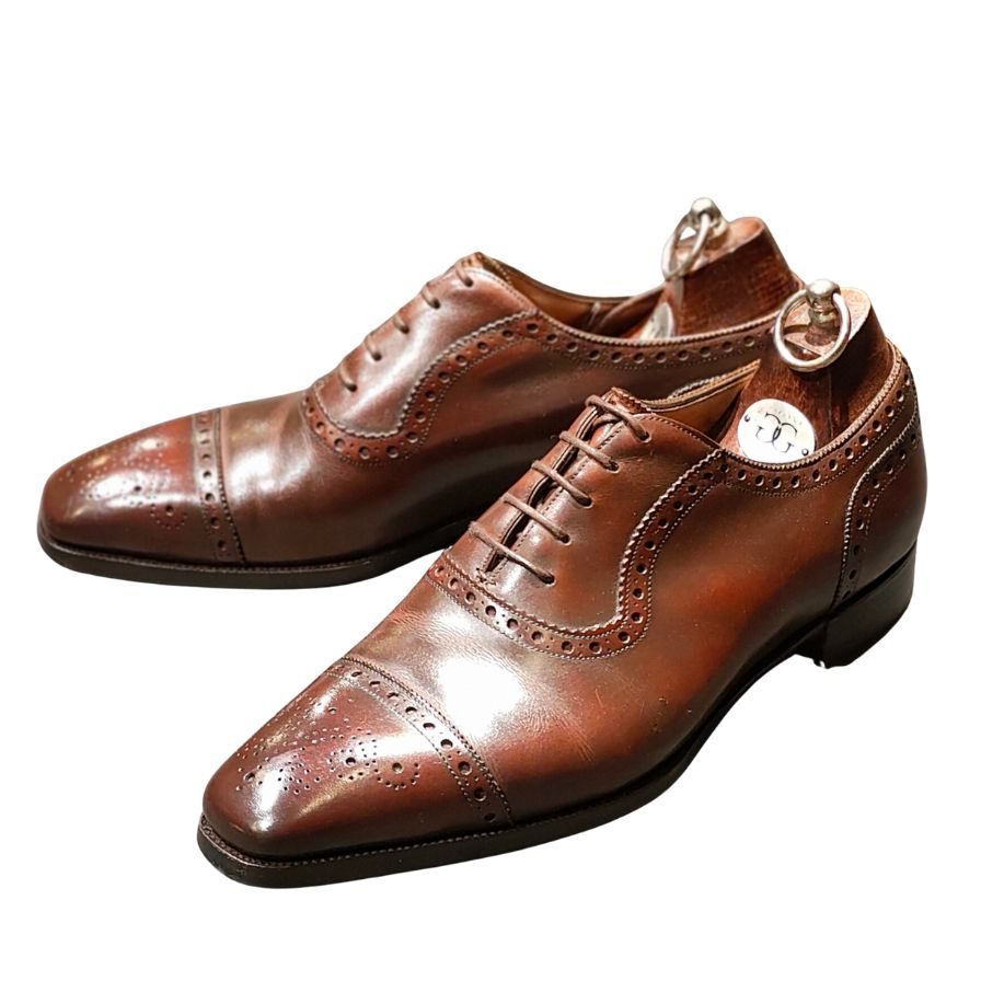 ガジアーノ&ガーリング レザーシューズ ヒューズ アデレード TG73ラスト メンズ サイズ UK6.5E ブラウン GAZIANO&GIRLING HUGHES ビジネスシューズ 約24.5cm【LA】【中古】
