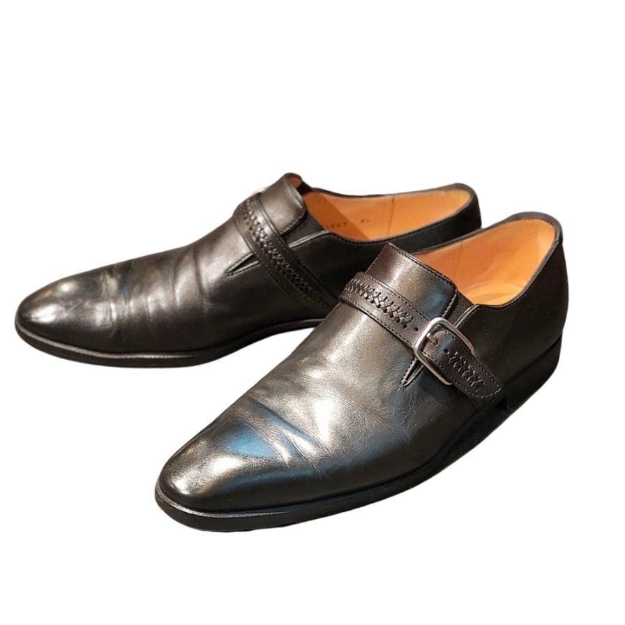 タニノクリスチー レザーシューズ シングルモンク サイドエラ メンズ 6.5 黒 TANINO CRISCI 約25.0cm【LA】【中古】