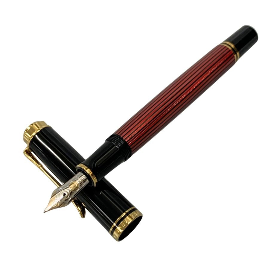 ペリカン 万年筆 スーベレーン 赤縞 ストライプ ペン先14C-585 F字 PELIKAN Souveran【AFI15】