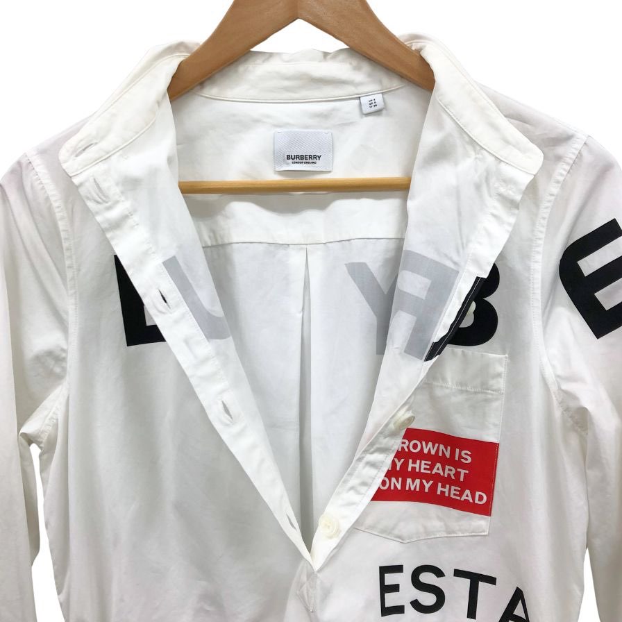 中古◆バーバリー ワンピース フェリープリント シャツワンピース ホワイト レディース サイズUK6 BURBERRY LONDON 【AFB6】
