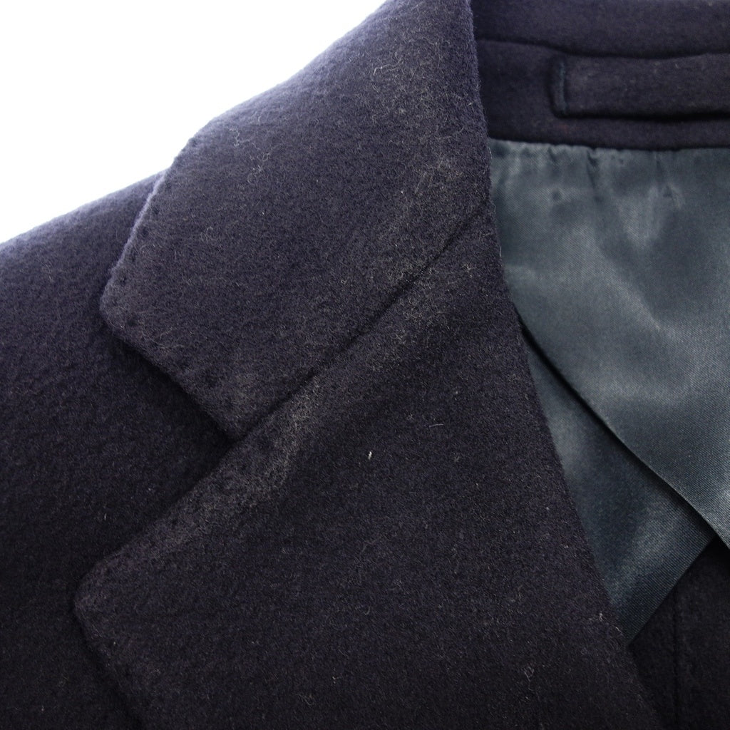 美品◆ラルディーニ チェスターコート JJ23143AQ ウールフランネルソリッド メンズ ネイビー サイズ44 LARDINI【LA】