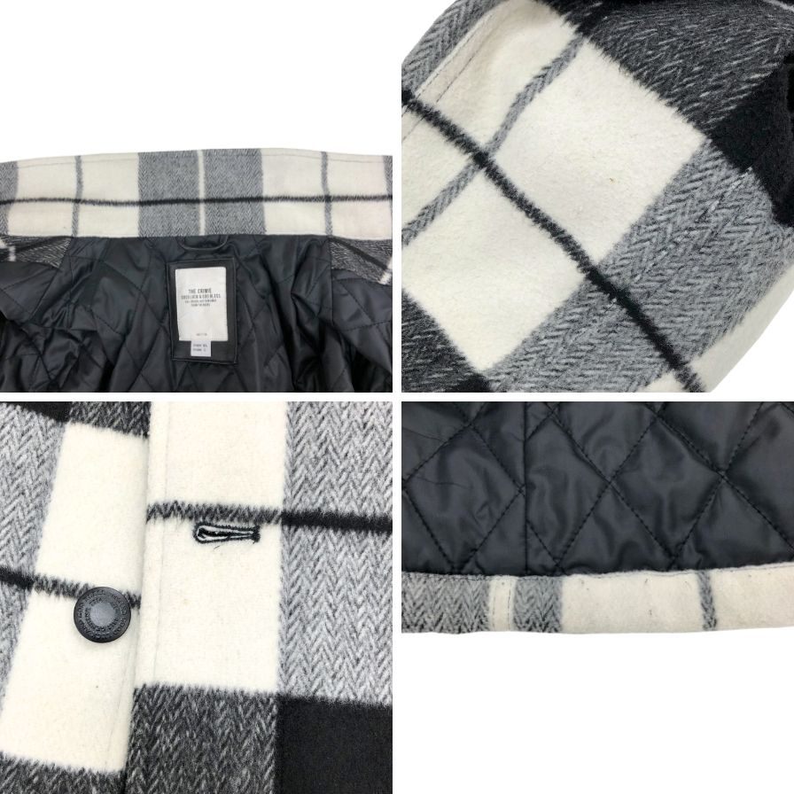 美品◆クライミー ウール チェック シャツジャケット メンズ サイズXL ブラック ホワイト THE CRIMIE 【AFA7】