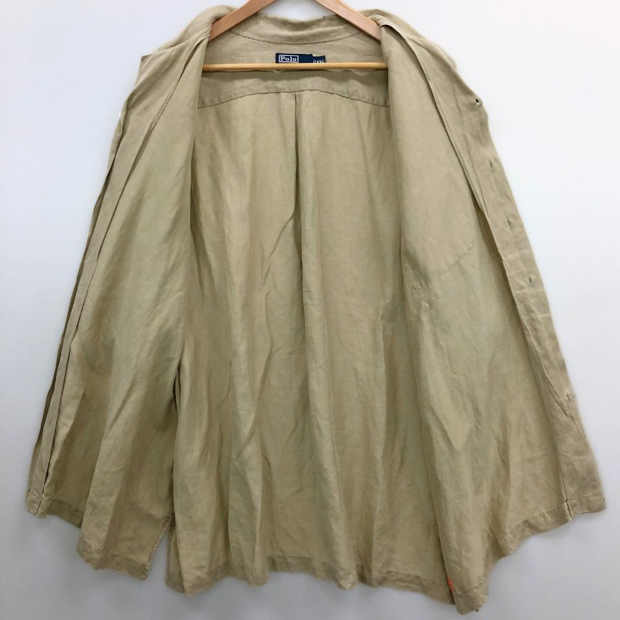美品◆ポロ ラルフローレン ヴィンテージ開襟シャツ ベージュ メンズ サイズXXL POLO RALPH LAUREN 【AFB6】
