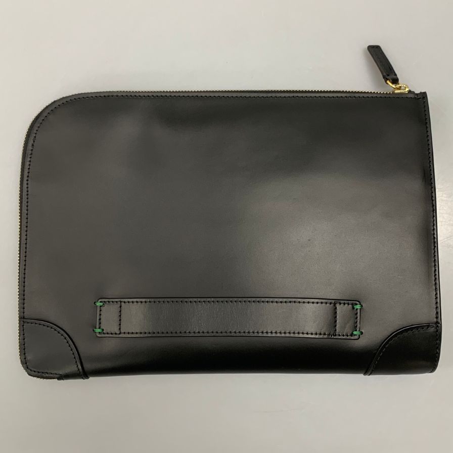 ブリオーニ クラッチバッグ レザー セカンド 鞄 手持ち ブラック グリーン Brioni【AFE10】