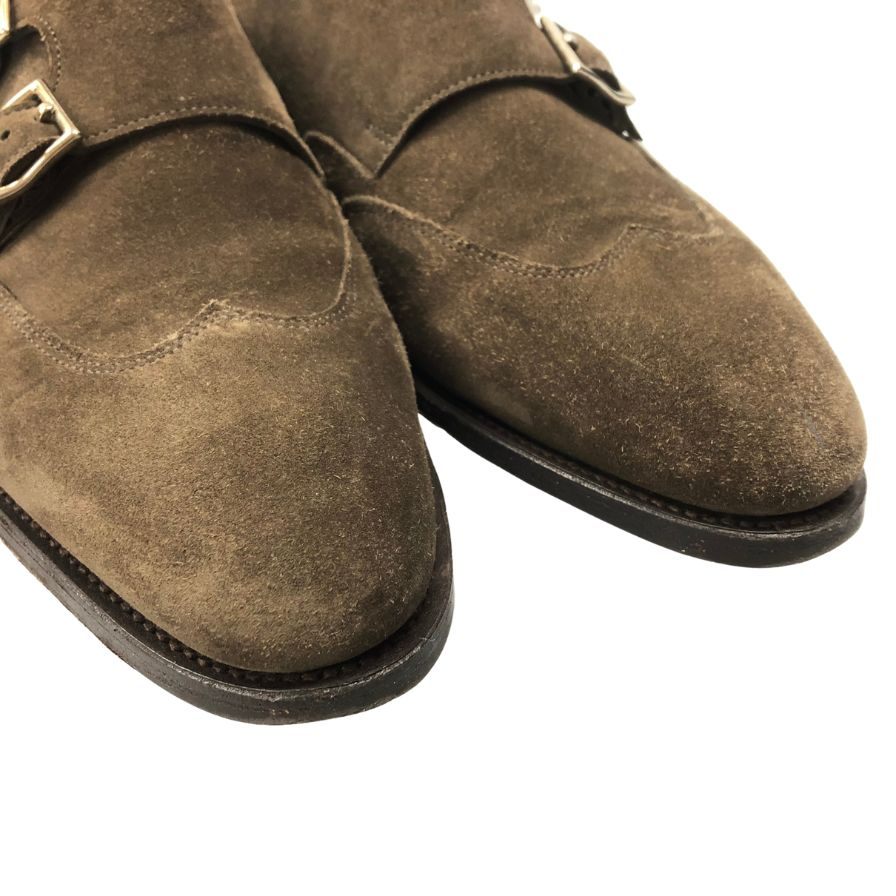 ジョンロブ エンバー ダブルモンク スエード 7000ラスト ブラウン メンズ サイズ6E John Lobb ビジネスシューズ 約24.5cm【LA】【中古】