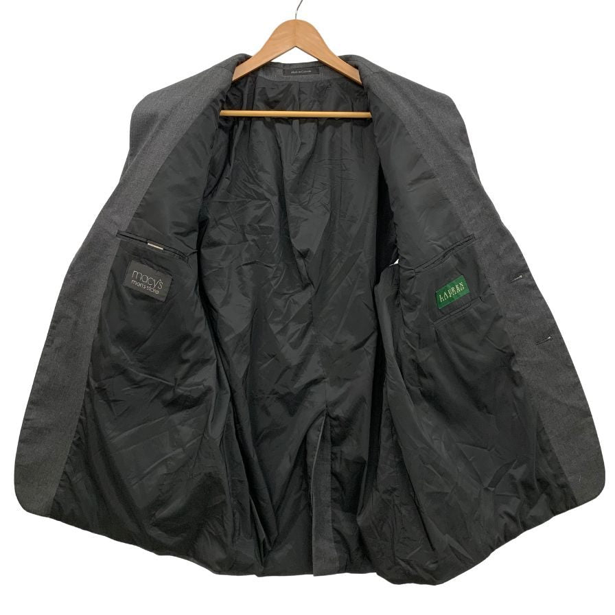 美品◆ローレン ラルフローレン メイシー テーラードジャケット ウール カナダ製 グレー メンズ サイズM LAUREN RALPH LAUREN macys 【AFB51】