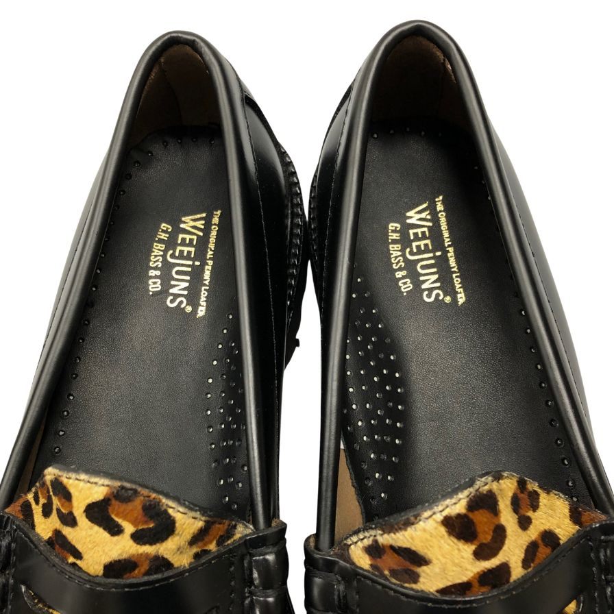 ジーエイチバス ローファー ウィージャンズ ラーソン エキゾチック レオパード サイズ8 メンズ ブラック G.H.Bass&Co. WEEJUNS LARSON 約26.0cm【AFD12】