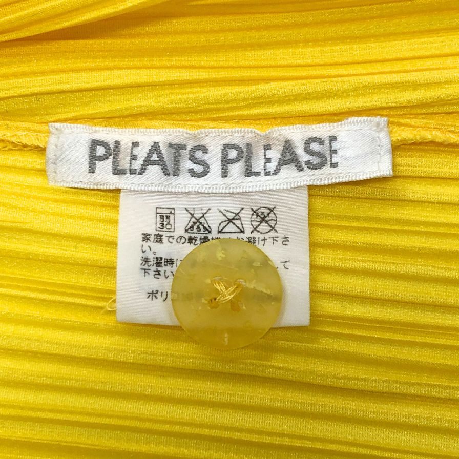 美品◆プリーツプリーズ イッセイミヤケ カーディガン 1B イエロー レディース サイズ3 PP01-JO126 PLEATS PLEASE ISSEY MIYAKE 【AFB17】