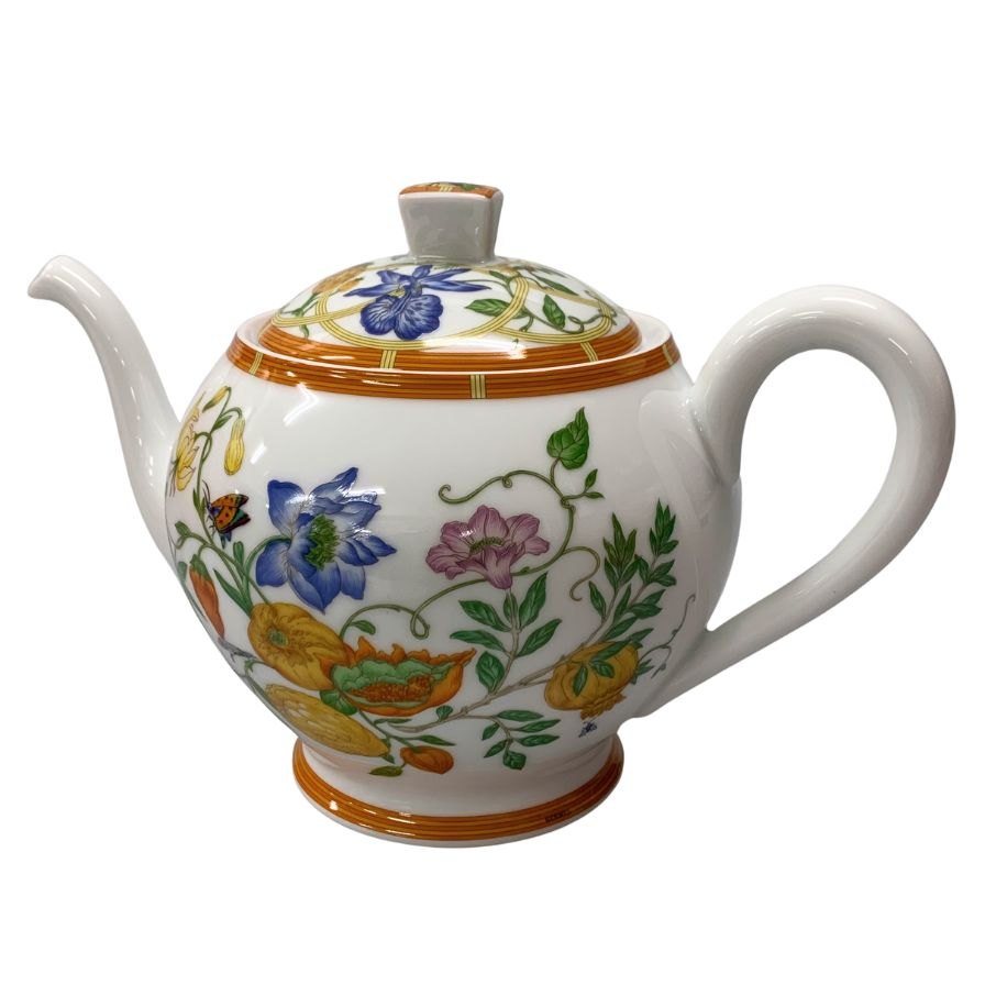 エルメス シエスタ ポット 花柄 ホワイト HERMES【AFI28】【中古】