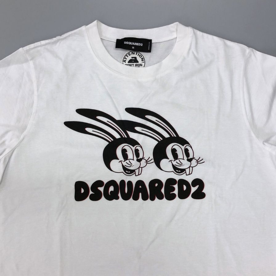 新品同様◆ディースクエアード ツインズラビット Tシャツ メンズ サイズM ホワイト DSQUARED2 【AFB8】
