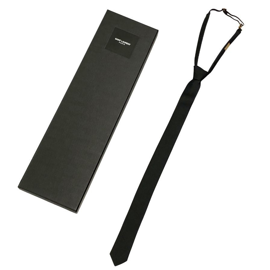 サンローラン パリ ネクタイ サテン ブラック メンズ SAINT LAURENT PARIS【AFI22】