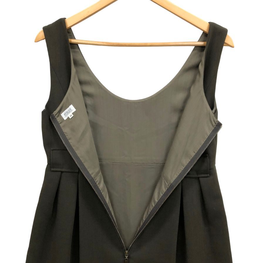 美品◆フォクシー ブティック ワンピース ノースリーブ ドレス サマー ウール オリーブ レディース サイズ40 FOXEY BOUTIQUE 【AFB41】