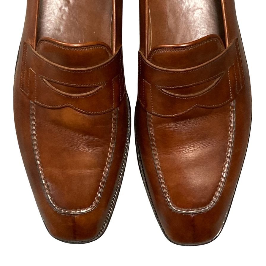 ジョンロブ アシュレイ ローファー スクエアトゥ カーフ ブラウン サイズ9E JOHNLOBB ローファー 約27.5cm【LA】【中古】