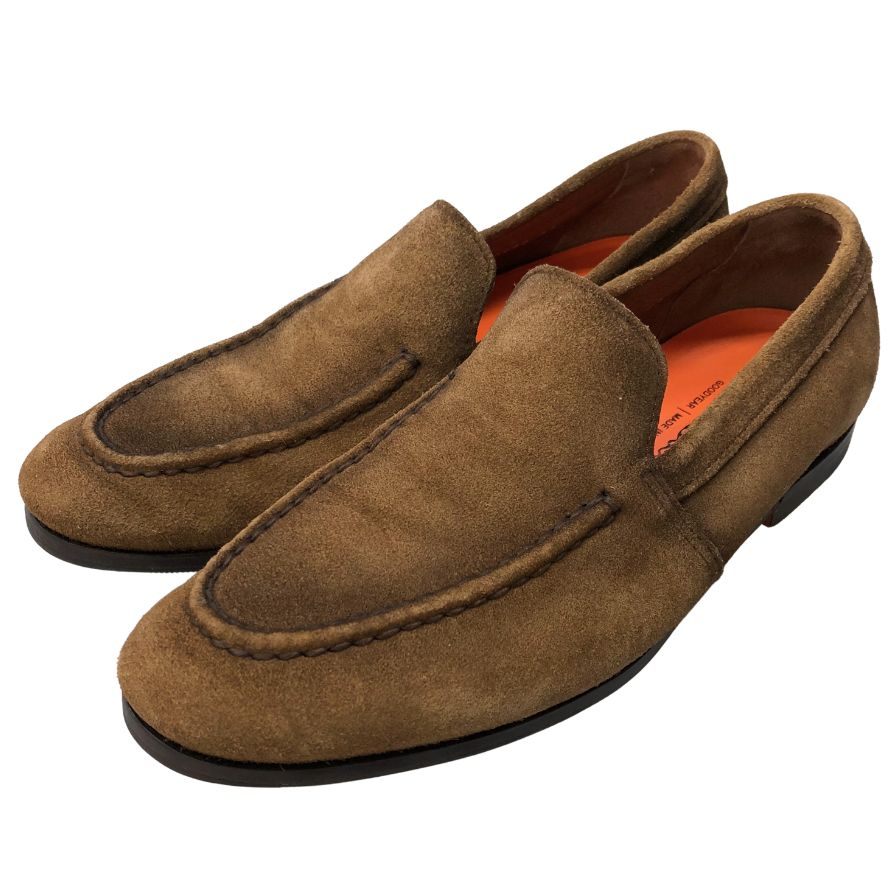 【一度着用のみ】 Santoni ローファー ブラウン　ハーフラバー付き 一度着用のみ】 Santoni ローファー ブラウン ハーフラバー付き
