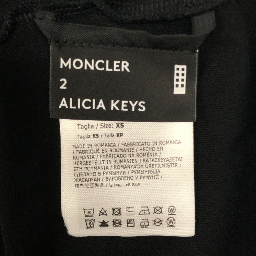 中古◆モンクレール アリシアキーズ Tシャツ バックプリント ユニセックス サイズ2 ブラック Moncler×Alicia Keys 【AFB8】