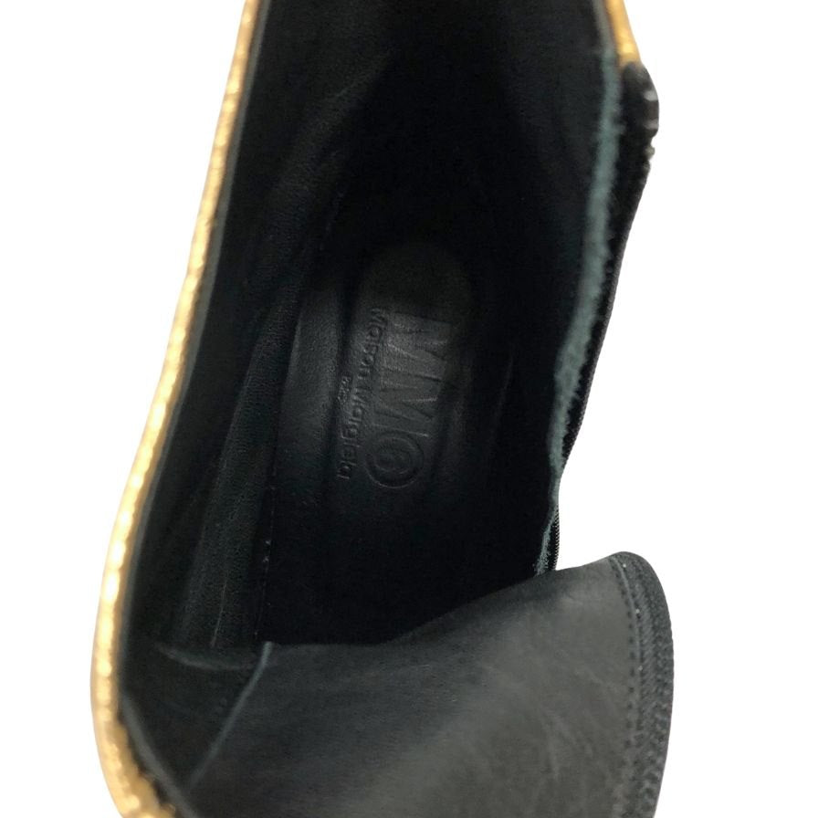 エムエムシックス メゾンマルジェラ ヒールブーツ サイドジップ ゴールド レディース サイズ38 MM6 MAISON MARGIELA 約24.5cm【AFD4】